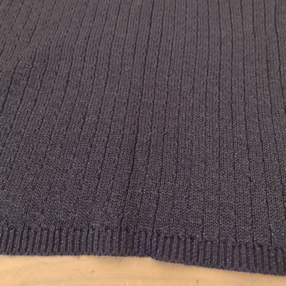 Tesori Vintage Black Ribbed Knit Pullover Short Sleeve Sparkle Sweater Size M - Picture 4 of 10